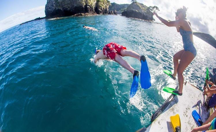 YHA Bay of Islands the Rock youth traveler going for a snorkel