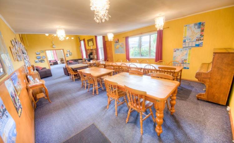 YHA Westport dining area with long table