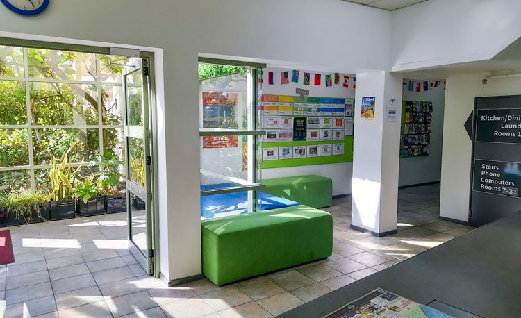 Reception area at YHA Nelson